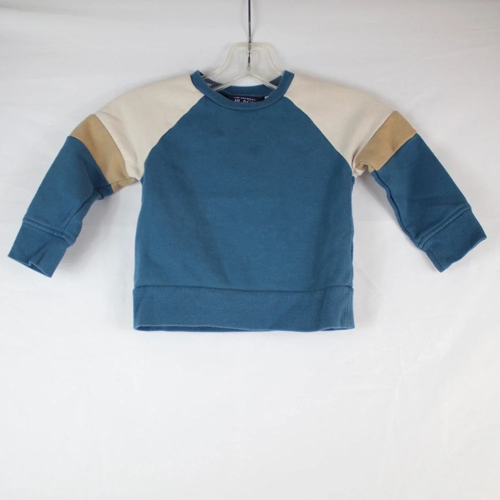 The Children's‎ Place Teal, White & Tan Long Sleeve Sweater Boys Size 18-24 M